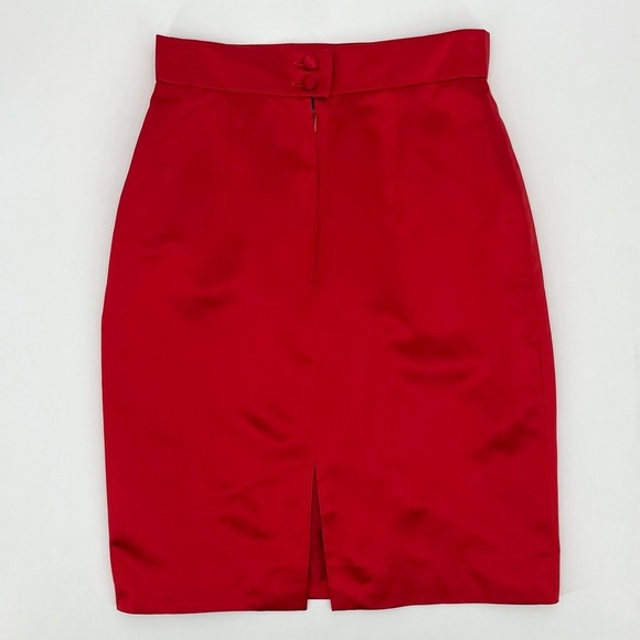 Louis Féraud 100% Silk Red Pencil Skirt - Made In Germany - Picture 2 of 9